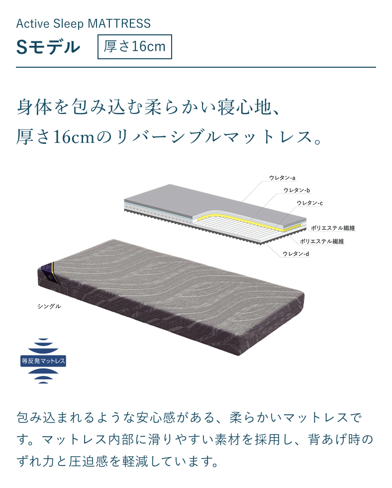 Active Sleep MATTRESS MODEL S 厚さ16cm